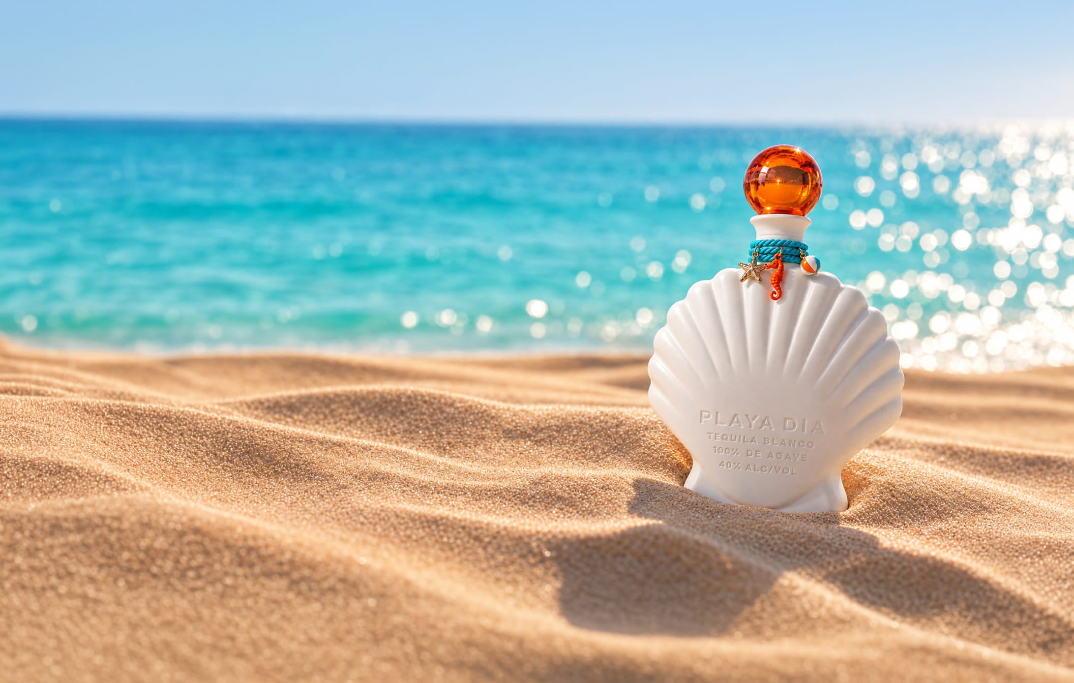 PLAYA DIA Tequila Blanco bottle in the sun
