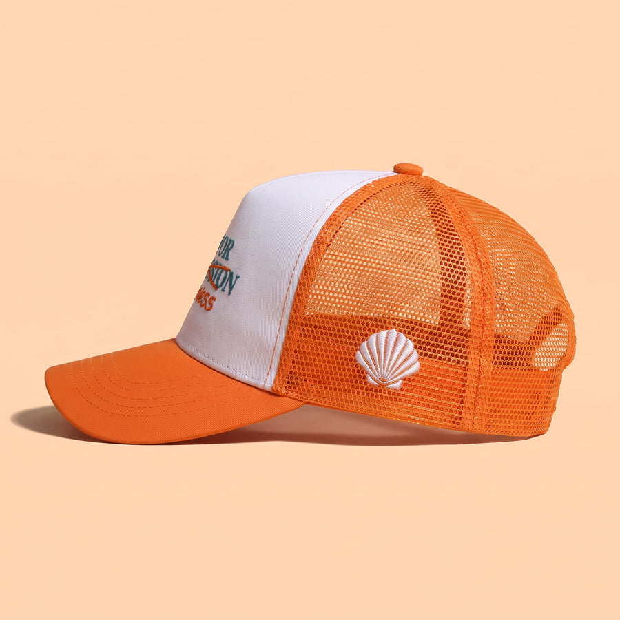 PLAYA DIA Ask For Forgiveness trucker hat, shell-side profile