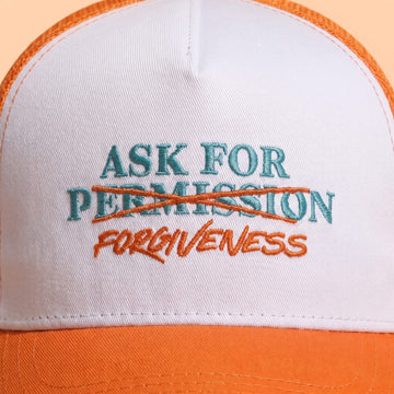 PLAYA DIA Ask For Forgiveness trucker hat embroidery