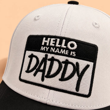 Hello daddy hat, embroidery detail