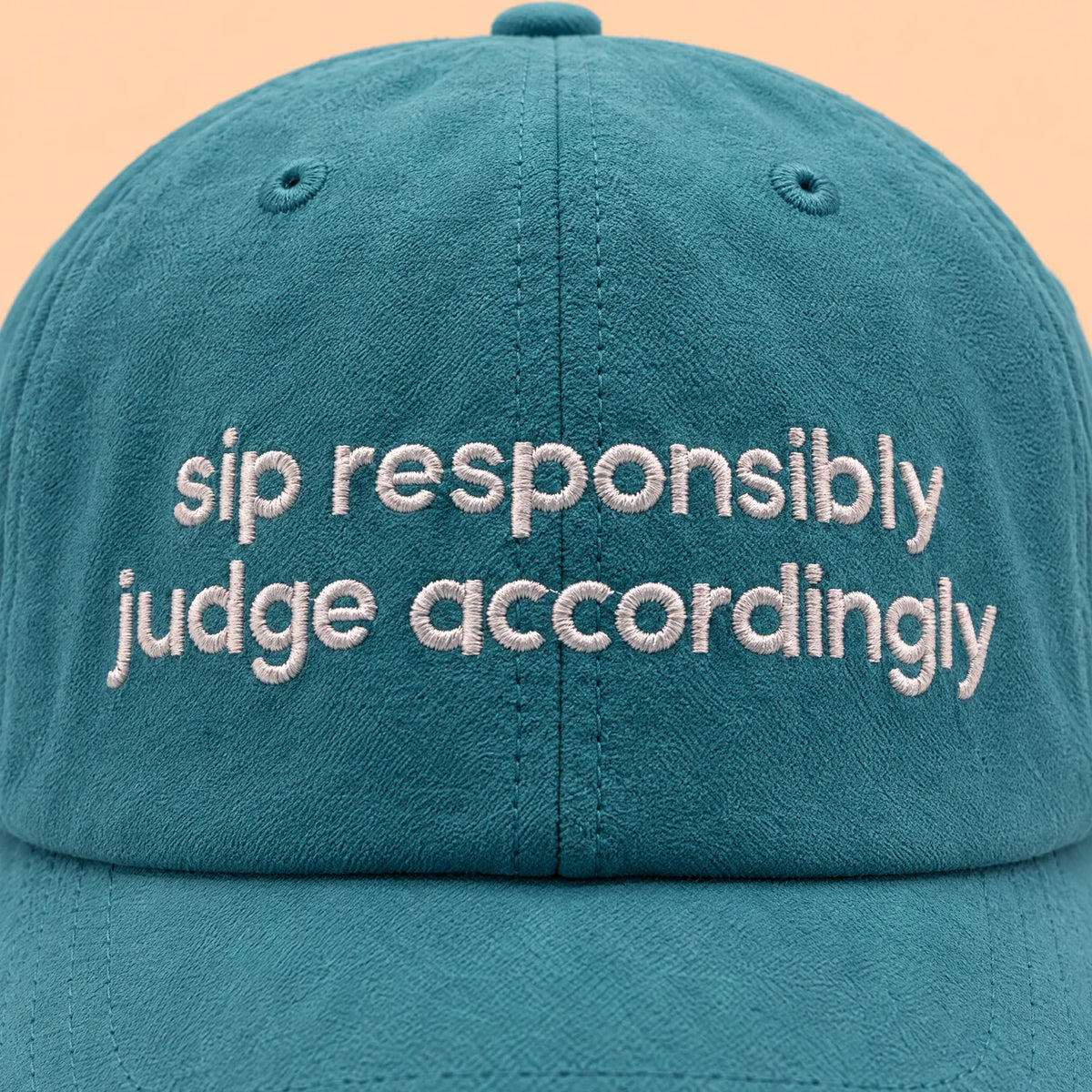 Sip responsibly hat, embroidery detail