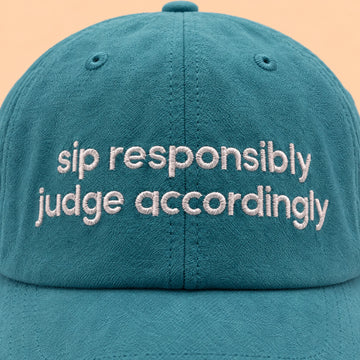 Sip responsibly hat, embroidery detail